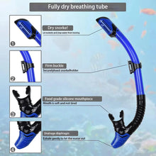 Load image into Gallery viewer, Mask Fin Snorkel Set Snorkel Gear for Adult Panoramic View Snorkel Mask Adjustable Dive Flipper Dry Top Snorkel and Travel Bag