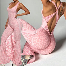 Load image into Gallery viewer, Pad One-Piece Jumpsuit Yoga Set Flared Pants Casual Scrunch Workout Pants Trendy Fitness Legging Active Wear XP10