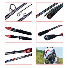 Load image into Gallery viewer, BIUTIFU Traveler Spinning Casting Rod, Fuji Lure, 1.8-3.0m Carbon Baitcasting, 5-42g