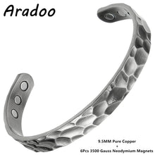 Load image into Gallery viewer, ARADOO Magnetic Pure Copper Bracelet Minimalist Cuff Bangle for Men Women