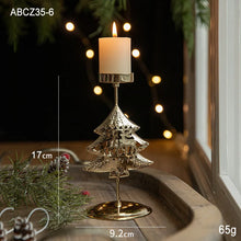 Load image into Gallery viewer, Christmas Golden Wrought Iron Candlestick Star Elk Christmas Tree Candle Holder Merry Christmas New Year Table Decoration