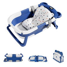 Load image into Gallery viewer, Portable Travel Bathtub, Collapsible Baby Bathtub, with Thermometer &amp;1Soft Floating Cushion, with Drain Hole,For Baby 0-36 Month
