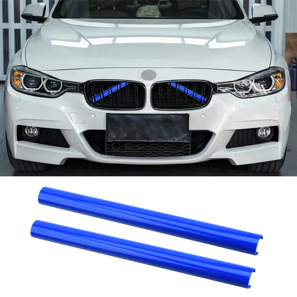 2Pcs V Brace Style Car Front Grille Trim Strips for BMW F30 F10 F20 F31 F32 F36