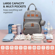 Load image into Gallery viewer, 3 In 1 Diaper Bag Backpack Foldable Baby Bed Waterproof Travel Bag with USB Charge Diaper Bag Backpack with Changing Bed 3 types