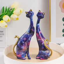 Load image into Gallery viewer, ERMAKOVA 2-Piece Nordic Cat Oil Painting &amp; Resin Figurine Desktop Sculpture Decor