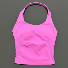 Load image into Gallery viewer, HISTELLO Impact Halter Top Seamless Longline Strappy Gym Top Women Built-in Bra Removable Cups Activewear Yoga Tank Tops