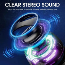 Load image into Gallery viewer, Mini Travel Stereo Speaker Outdoor Magnetic Bluetooth Speaker Wireless Portable with RGB Color Light and Phone Holder for IOS