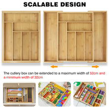Load image into Gallery viewer, Wooden Bamboo Cutlery Tray,Kitchen Drawer Insert Large 6-8 Compartments, Utensil Holder Rack Organizer,for Home Office