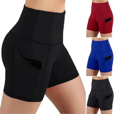 Women's High-Waist Sports Shorts - Slim Fit Yoga Pants - Solid Color Summer Wear