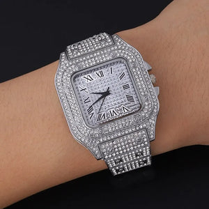 Men's Luxury Stainless Steel Quartz Wristwatch Business Casual Silver Watch