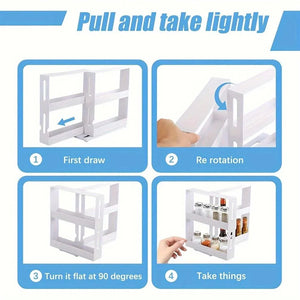 Rotating Spice Rack! 2-Tier, Pull-Out Organizer