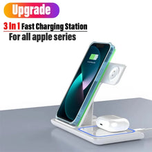 Load image into Gallery viewer, 3 in 1 Wireless Travel Charger Stand For iPhone 16~12 Pro Max iWatch S10~2 SE Ultra AirPods 4/3 Pro Foldable Fast Charging Dock