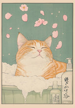 Load image into Gallery viewer, Japanese Tabby Cat in Bathtub Poster Prints Canvas Painting Retro Aesthetic Wall Art Picture Japandi Bathroom Toilet Home Decor
