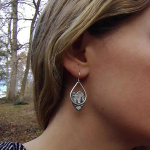Forest Tree Round Pendant Earrings - Geometric Retro Style Unisex Jewelry