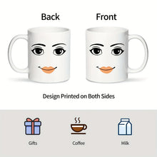 Load image into Gallery viewer, Funny Gamer Ceramic Mug Set, MAN FACE Mug,WOMAN Face Mug,Coffee Cup Birthday Mug, 11 Oz Novelty Coffee Mug/Cup,White