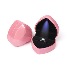 Load image into Gallery viewer, 1 Pcs LED Jewelry Ring Box Luxury Velvet Rubber Necklace Pendant Gifts Display With Light For Proposal Engagement Wedding Case