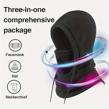 Load image into Gallery viewer, Unisex Winter Balaclava Knit Hood Windproof Bike Scarf Cap Men Women Warm Fleece Ski Mask with Drawstring Cold Weather Gear