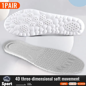 Sport Insoles 4D Shock Absorption Running Cushion Shoes Men Women