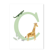 Load image into Gallery viewer, Customized Baby Name Poster Jungle Animals Lion Zebra Elephant Canvas Painting Kis Bedroom Wall Art Print Pictures Nursery Decor