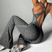 Load image into Gallery viewer, Pad One-Piece Jumpsuit Yoga Set Flared Pants Casual Scrunch Workout Pants Trendy Fitness Legging Active Wear XP10