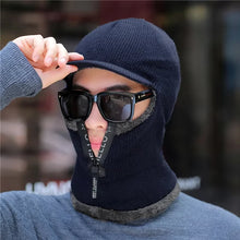 Load image into Gallery viewer, New Men Winter Warm Wool Hat Outdoor Ear Protection Hats Warm Thick Bicycle Knitted Capd Scarf Windproof Visors Cap