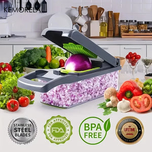 14/16-in-1 Multifunctional Vegetable Chopper: Kitchen Slicer, Dicer, and Food Grate