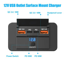 Load image into Gallery viewer, Car Charger Socket Adapter with Switch, 2-4-Ports Charging Splitter, Outlet for Bus, RV, ATV,Truck,Boat,Outlet,12V,24V, PD,QC3.0