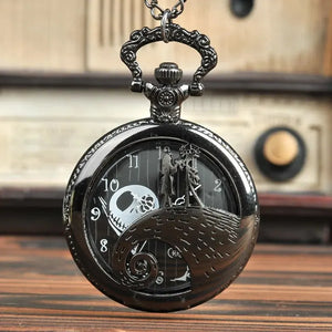 Skeleton Quartz Pocket Watch Vintage Pendant Chain Necklace Fashion Timepiece