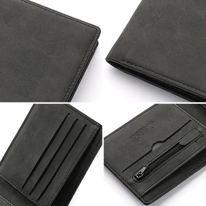 2023 New Men's Short Wallet Dollar Clip Zipper Soft Leather Lightweight Compact