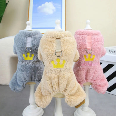 Soft Fleece Crown Pattern Pet Dog Jumpsuit Costume Coat for Small Dogs