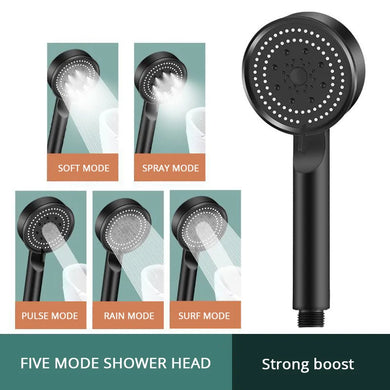 5 Mode Pressure Boost Shower Head Adjustable Large Water Yield Massage Nozzle