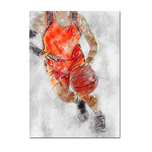 Football Basketball Poster Canvas Painting – Modern Sports Wall Art