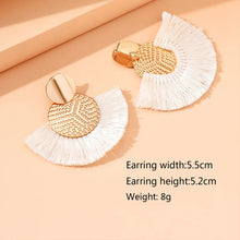 Load image into Gallery viewer, Fashion Bohemian Big Tassel Dangle White Fringe Female Earrings Drop Earrings for Women Statement Wedding Jewelry