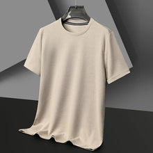 Load image into Gallery viewer, Short sleeved Polo shirShort sleeved Waffle Solid Polot fashion splicing men's round neck top cotton daily short sleeved T-shirt