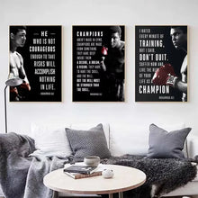 Load image into Gallery viewer, Boxer Wall Art Poster Mike Tyson Muhammad Ali Motivational Quote Home Decor Pictures Prints Canvas Painting Living Room Decor