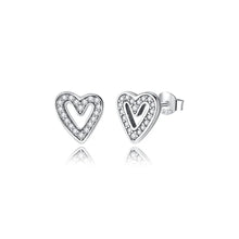 Load image into Gallery viewer, Original 925 Sterling Silver Earrings 2025 Stud Hoop Crystal Earings For Women Rose Gold Crown Heart Infinity Bee Earing Jewelry