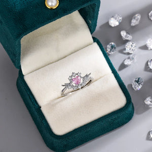 Sweet Pink Heart Ring for Women & Girls – Gold Plated Adjustable Princess Jewelry