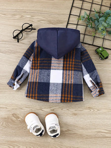 Baby Boy Plaid Hooded Jacket - Stylish Autumn/Winter Fashion Coat