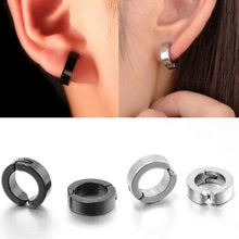 Load image into Gallery viewer, 2 Pcs Classic Korean Punk Stainless Steel Ear Clip Earrings for Men Women Black No Pierced Fake Ear Circle New Pop Jewelry