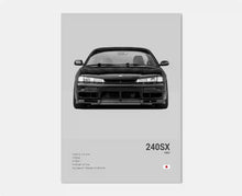 Load image into Gallery viewer, Black and White Japan Cars Luxury Super Sport Car Poster Aesthetic R34 Gtr 240sx Canvas Print for Wall Art Garage Room Decor