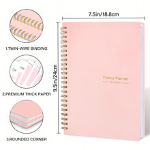 Load image into Gallery viewer, 52 Weeks Weekly Planner Notebook A5 Undated Spiral Agenda Daily Student Schedules Journal Stationery Office School Supplies