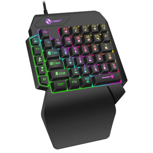 Mini USB Gaming Keyboard Single Hand Backlight 35 Keys Ultra-slim Wired for PC Laptop