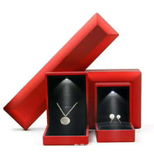 Load image into Gallery viewer, 1 Pcs LED Jewelry Ring Box Luxury Velvet Rubber Necklace Pendant Gifts Display With Light For Proposal Engagement Wedding Case