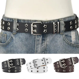 Y2K Star Eye Rivet Belt Goth Punk PU Leather Unisex