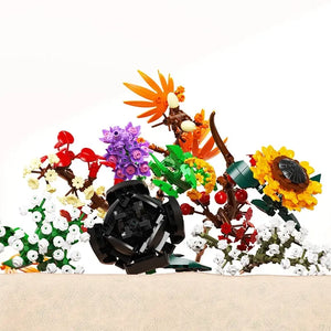 3D Flower Bouquet Building Blocks Kit - Educational DIY Toy, Romantic Gift