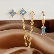 Load image into Gallery viewer, 3PCS Exquisite Stainless Steel 12 Constellation Birthstone Earrings Set for Woman Cartilage Piercing Earrings Fashion Jewelry