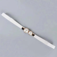 Load image into Gallery viewer, Elegant Double Pearls Buckle Elastic Women Belts Thin Straps Lady Girl Dress Skirt Decor Waistbands Trouser Decoration GM113
