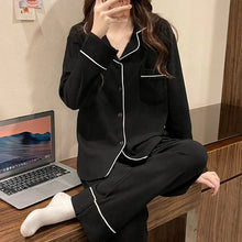 Load image into Gallery viewer, 2025 New Women's Solid Color Pyjamas Homewear Suit Girls Long-Sleeved Autumn and Winter Leisure Sleepwear Striped Nightwear