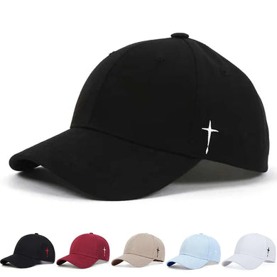Unisex Cross Embroidery Baseball Cap - Adjustable Outdoor Sun Hat