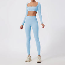 Load image into Gallery viewer, Ctenkevet Long-Sleeved Sports Fitness Set Women Outdoors Running Activewear Female Yoga Clothes Crop Top Sport Outfit For Woman